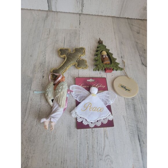 Religious cross angel cherub ornament Xmas set - Picture 11 of 11